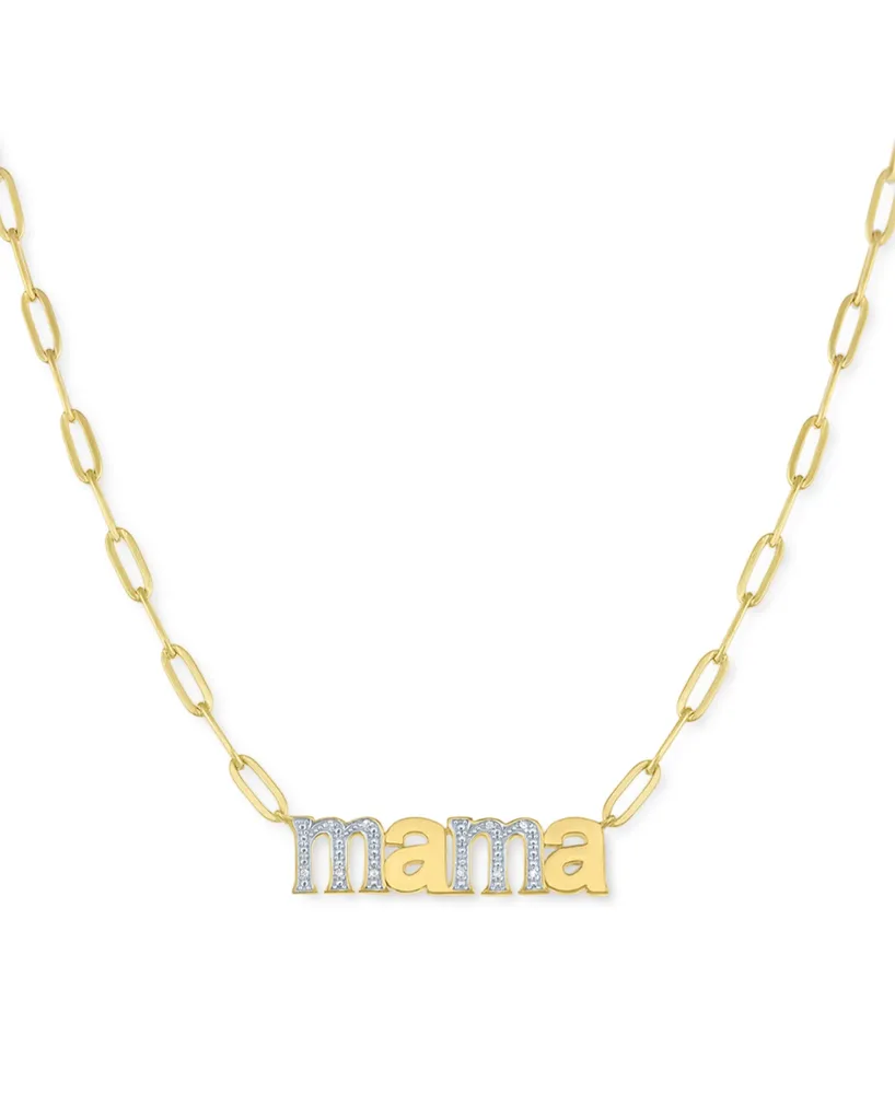 Diamond Mama 18" Pendant Necklace (1/10 ct. t.w.) in 14k Gold-Plated Sterling Silver - Gold
