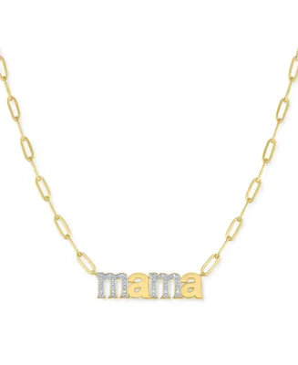 Diamond Mama 18" Pendant Necklace (1/10 ct. t.w.) in 14k Gold-Plated Sterling Silver - Gold