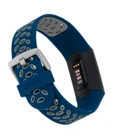 WITHit Navy and Grey Silicone Sport Band designed for Fitbit Charge 3 & 4