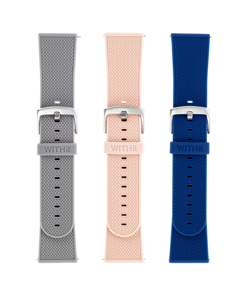 WITHit Navy, Gray and Light Pink Woven Silicone Band Set, 3 Piece Compatible with the Fitbit Versa and Fitbit Versa 2