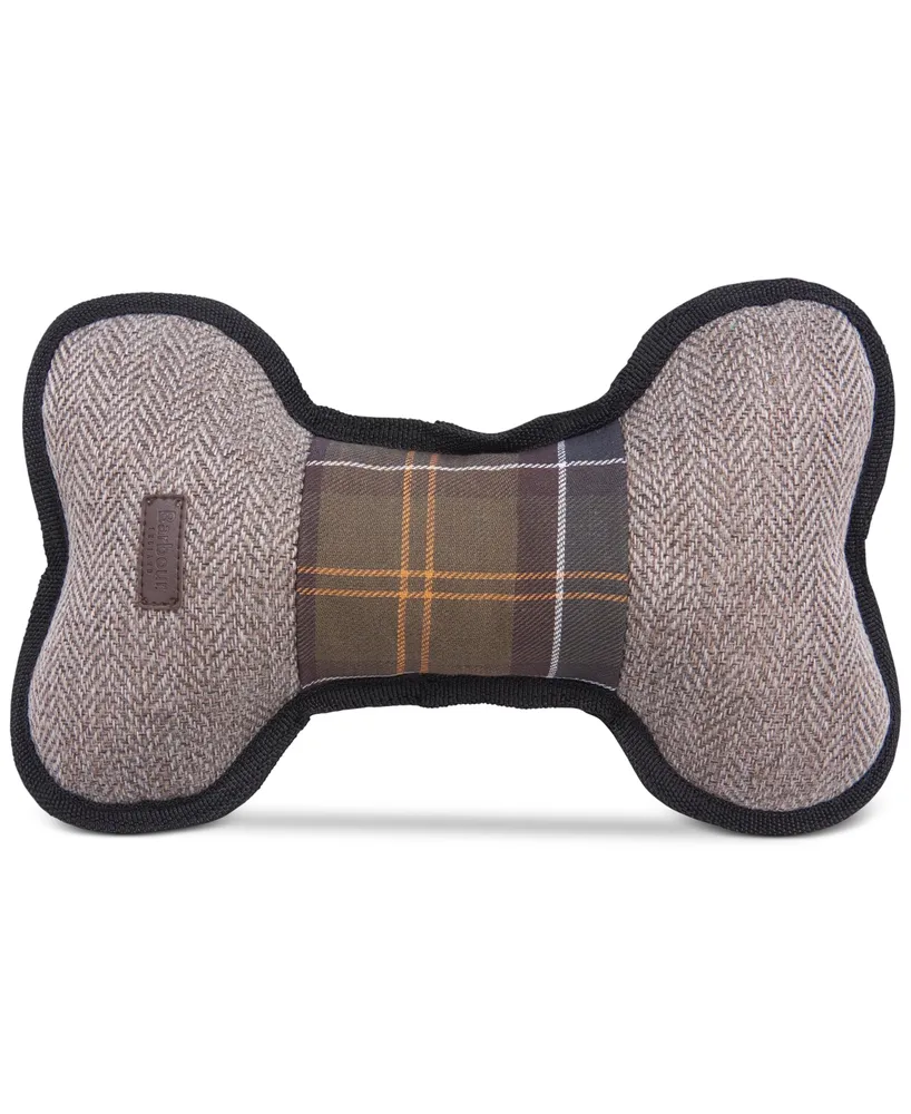 Barbour Stuffed Plaid Squeaker Bone-Shaped Dog Toy