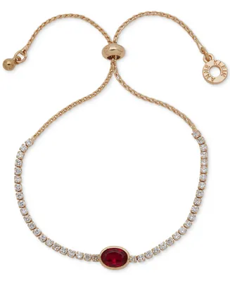 Anne Klein Gold-Tone Crystal Oval Slider Tennis Bracelet