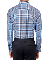 Men's Regular Fit Non-Iron Plaid-Print Performance Stretch Dress Shirt