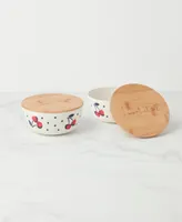 Vintage-Like Cherry Dot Bowl with Lid
