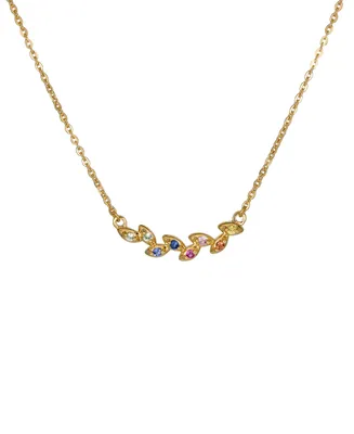 Multi-Sapphire Leaf 18" Collar Necklace (1/8 ct. t.w.) in 14k Gold-Plated Sterling Silver - Multi