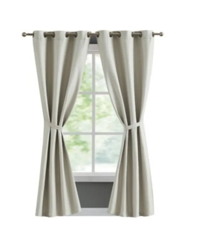 French Connection Tanner Thermal Woven Room Darkening Grommet Window Curtain Panel Pair With Tiebacks Collection