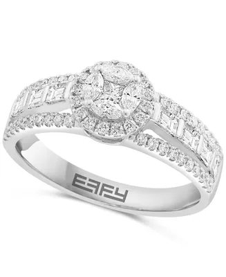 Effy Diamond Round Halo Cluster Ring (7/8 ct. t.w.) in 14k White Gold