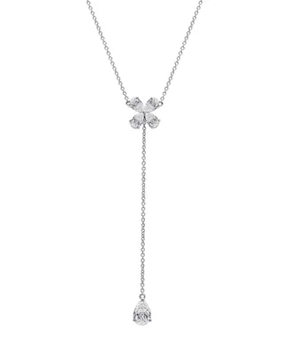 Macy's White Topaz Flower Necklace in Sterling Silver