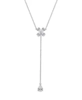 Macy's White Topaz Flower Necklace in Sterling Silver