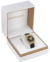 Versace Women's Swiss Medusa Infinite Black Leather Strap Watch 38mm