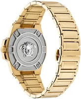 Versace Men's Swiss Greca Reaction Gold-Tone Stainless Steel Bracelet Watch 44mm