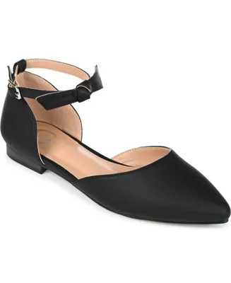 Journee Collection Women's Vielo Bow Ankle Strap Flats