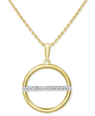 Diamond Circle Bar 18" Pendant Necklace (1/10 ct. t.w.) Sterling Silver or 14k Gold-Plated