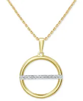 Diamond Circle Bar 18" Pendant Necklace (1/10 ct. t.w.) Sterling Silver or 14k Gold-Plated