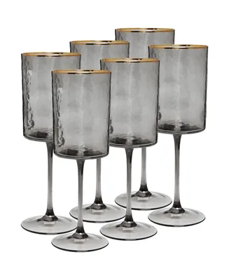 Classic Touch Smoked Square Shaped Water Glasses 6 Piece Set, Service for 6
