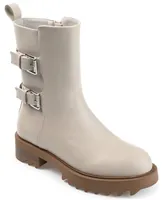 Journee Collection Women's Yasmine Lug Sole Mid Shaft Moto Booties