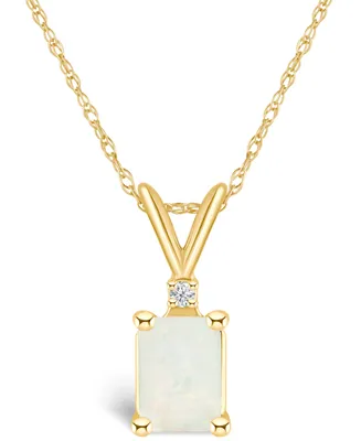Opal (1/2 ct. t.w.) and Diamond Accent Pendant Necklace 14K Gold or