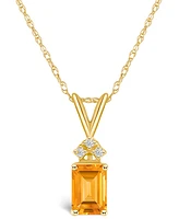 Citrine (1 ct. t.w.) and Diamond Accent Pendant Necklace 14k Yellow Gold or White