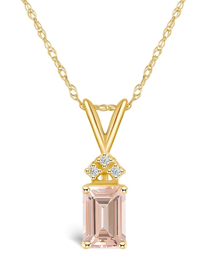 Morganite (/ ct. t.w.) and Diamond Accent Pendant Necklace 14K Gold or White