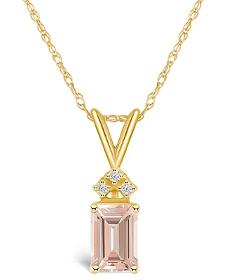 Morganite (/ ct. t.w.) and Diamond Accent Pendant Necklace 14K Gold or White