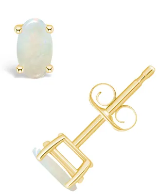 Opal (1/3 ct.t.w) Stud Earrings 14K White Gold or Yellow