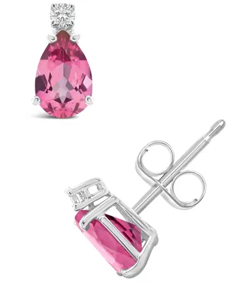 Pink Topaz (1 ct. t.w.) and Diamond Accent Stud Earrings in 14K Yellow Gold or 14K White Gold