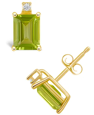 Peridot (1-3/8 ct. t.w.) and Diamond Accent Stud Earrings 14K White Gold or Yellow
