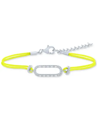 Diamond Accent Single Link Yellow Cord Bracelet in Sterling Silver