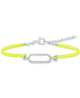 Diamond Accent Single Link Yellow Cord Bracelet in Sterling Silver