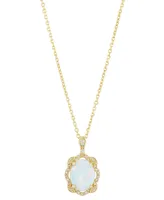 Opal (1 ct. t.w.) & Diamond (1/10 ct. t.w.) 18" Pendant Necklace in 14k Gold