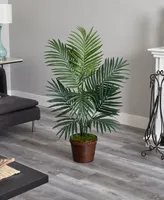 Nearly Natural 4' Kentia Palm Artificial Tree in Coiled Rope Planter