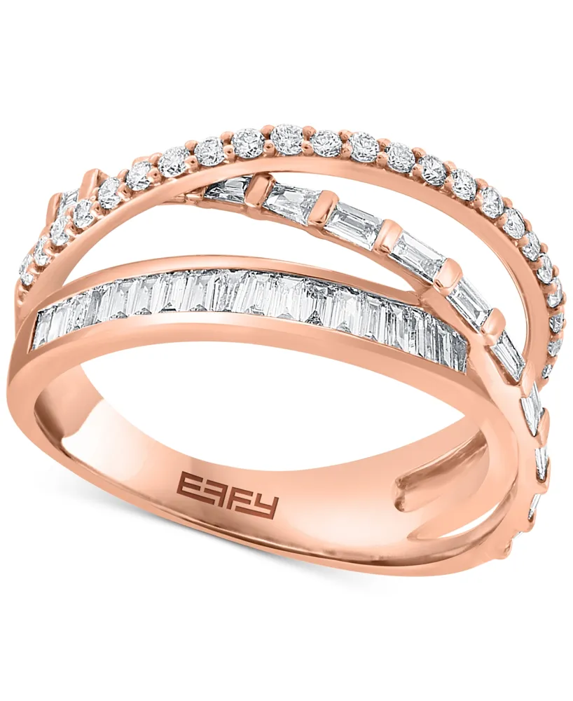 Effy Diamond Baguette & Round Crossover Statement Ring (5/8 ct. t.w.) in 14k Rose Gold