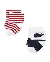 Luvable Friends Baby Boys Newborn Terry Socks, Nautical, 6-12 Months