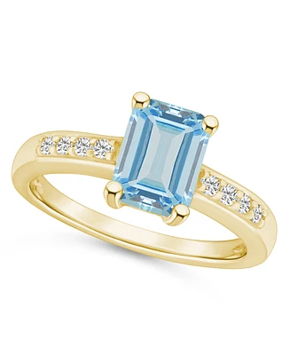 Aquamarine (1-3/8 ct .t.w.) and Diamond (1/8 Ring 14K Yellow Gold