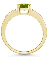 Peridot (1-3/4 ct .t.w.) and Diamond (1/8 Ring 14K Yellow Gold