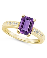 Amethyst (1-5/8 ct .t.w.) and Diamond (1/8 Ring 14K Yellow Gold