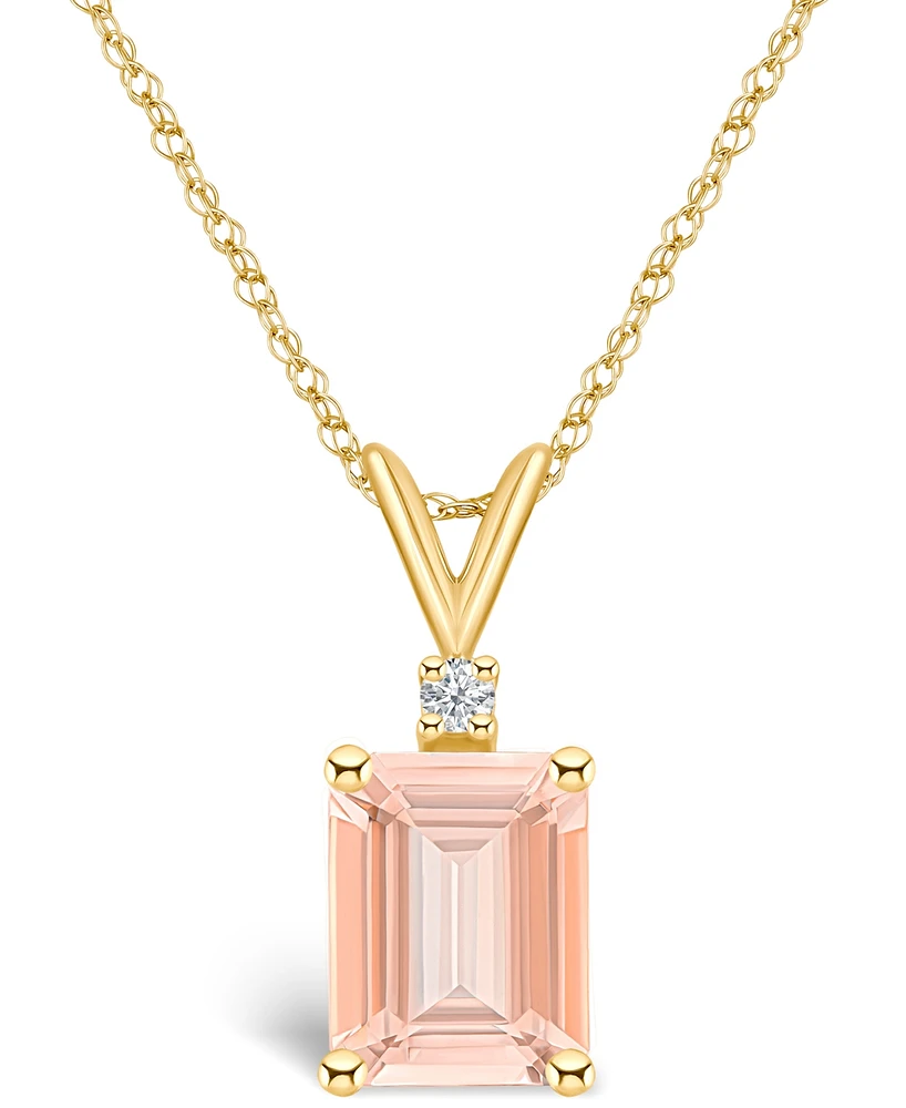 Morganite (2-7/8 ct. t.w.) and Diamond Accent Pendant Necklace 14K White Gold or