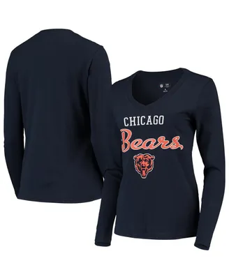 Women's G-iii 4Her by Carl Banks Navy Chicago Bears Post Season Long Sleeve V-Neck T-shirt
