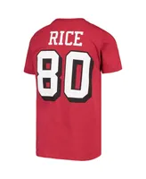 Big Boys Mitchell & Ness Jerry Rice Scarlet San Francisco 49ers Retired Retro Player Name and Number T-shirt