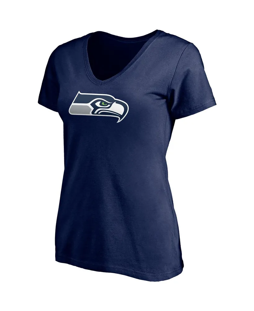 Women's Fanatics Russell Wilson College Navy Seattle Seahawks Player Icon Name and Number V-Neck T-shirt
