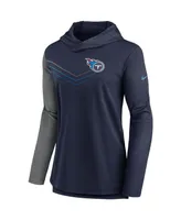 Women's Nike Navy and Heathered Charcoal Tennessee Titans Chevron Hoodie Performance Long Sleeve T-shirt