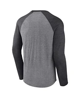 Men's Fanatics Heathered Gray, Heathered Charcoal Cleveland Browns Weekend Casual Raglan Long Sleeve T-shirt