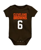 Newborn & Infant Boys and Girls Baker Mayfield Brown Cleveland Browns Mainliner Player Name Number Bodysuit