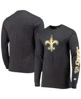 Men's Starter Heathered Charcoal New Orleans Saints Halftime Long Sleeve T-shirt