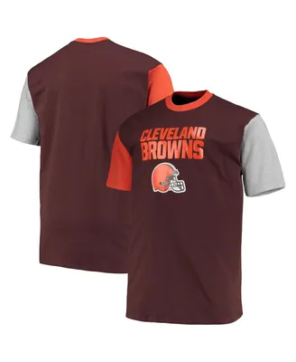 Men's Brown, Orange Cleveland Browns Big and Tall Colorblocked T-shirt