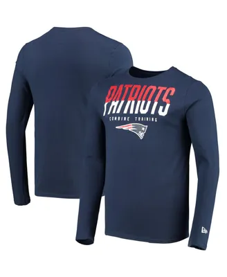 Men's New Era Navy New England Patriots Combine Authentic Split Line Long Sleeve T-shirt