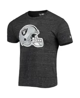 Men's New Era Black Las Vegas Raiders Helmet Logo Tri-Blend T-shirt