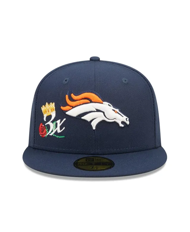 Men's New Era Navy Denver Broncos Crown 3x Super Bowl Champions 59FIFTY Fitted  Hat