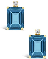 London Blue Topaz (4 ct. t.w.) and Diamond Accent Stud Earrings 14K White Gold or Yellow