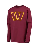 Big Boys Burgundy Washington Commanders Primary Team Logo Long Sleeve T-shirt